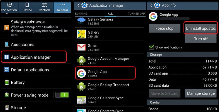 android system ui-tap on “Uninstall Updates”