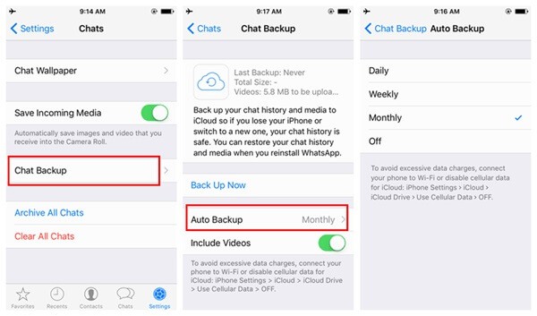 backup whatsapp icloud