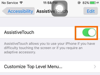 activating assistive touch in iPhone