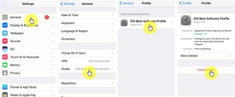 delete ios 14 beta profile