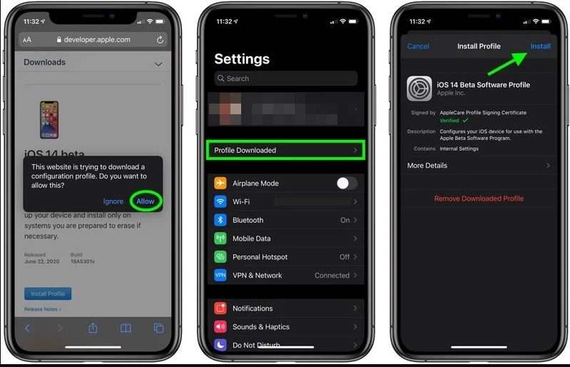 ios 14 beta profile install