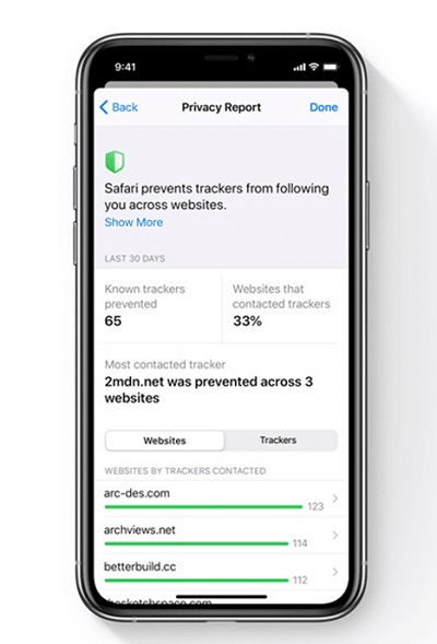 ios 14 safari privacy report