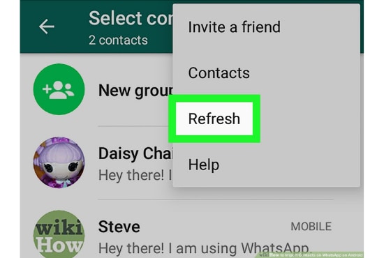 refreshing whatsapp contact