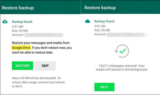 restore whatsapp gb to new device