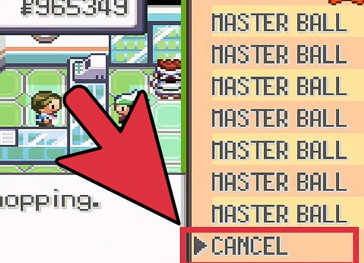 Disable the Pokémon Emerald Master Ball cheat code when you are finished shopping
