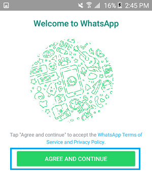 whatsapp agree and continue