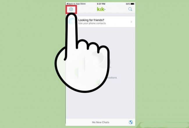step 2 to log out of Kik messenger on mobile phone