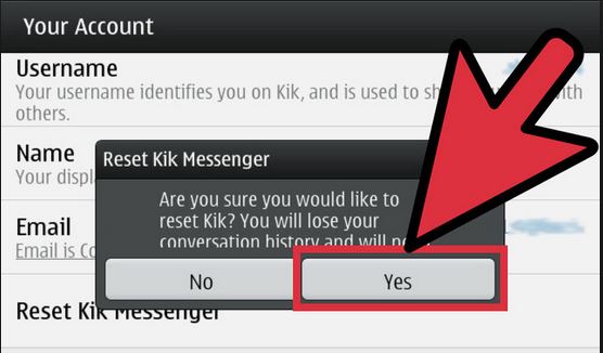 step 4 to reset Kik password