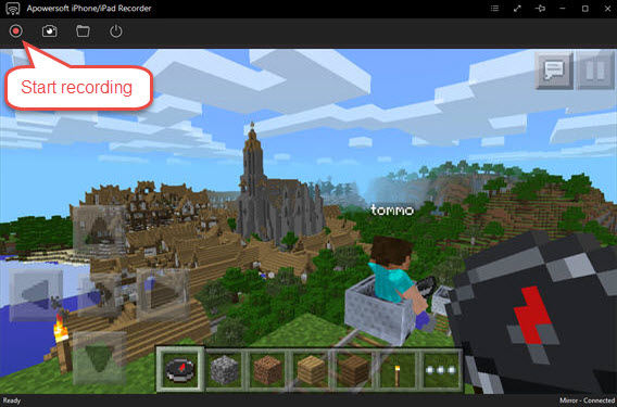 start to record Minecraft Pocket Edition on iPhone