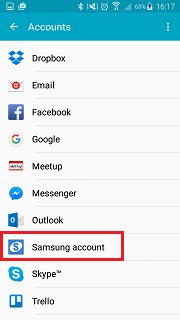 samsung account backup - select samsung account