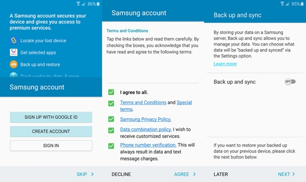 backup samsung phone to samsung account - step 1