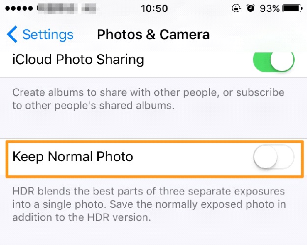 how to free up storage on iphone-save hdr photos only