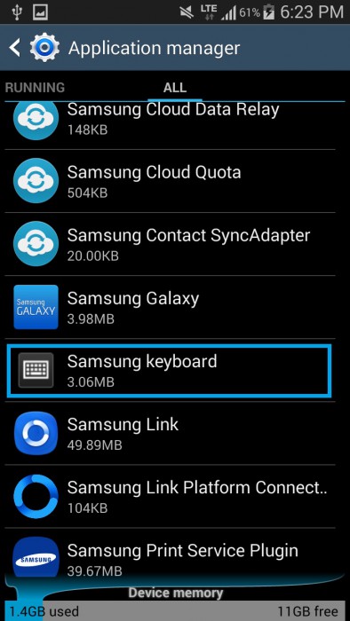 select “Samsung keyboard”
