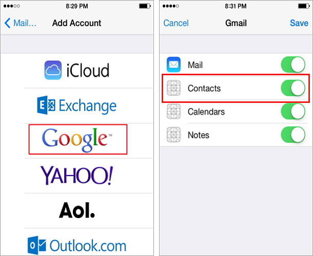sync gmail contacts