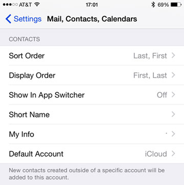 set default contact list