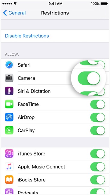 iphone restriction settings