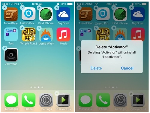 fix iphone blue screen - delete iphone app