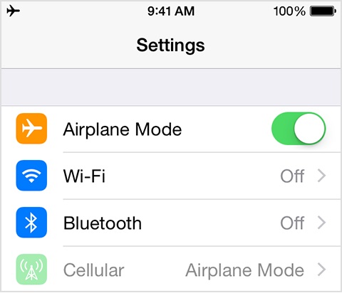 turn off iphone airplane mode from settings