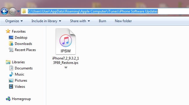 delete ipsw file on computer