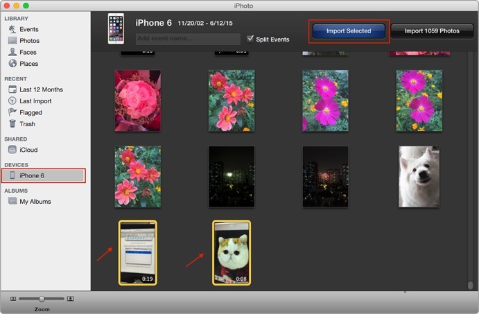 import iphone videos to mac using iphoto