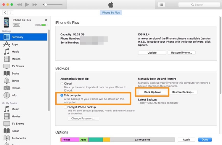 open itunes to transfer data to iPhone XS (Max)