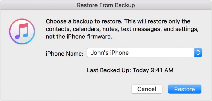 restore iphone photos from itunes