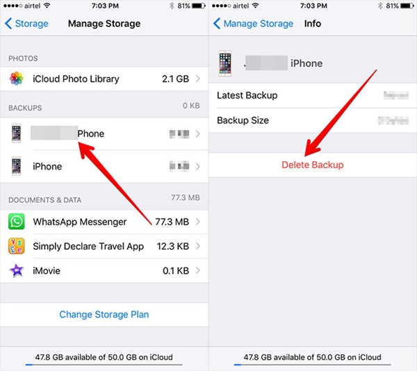 iphone won t backup to icloud-delete old icloud backups