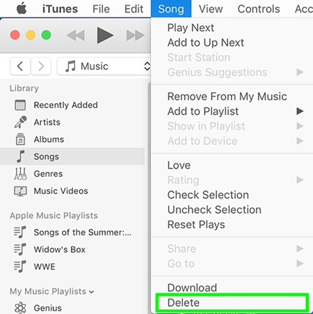 remove selected songs