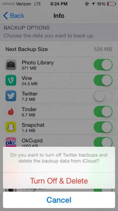 turn off icloud backup for large apps