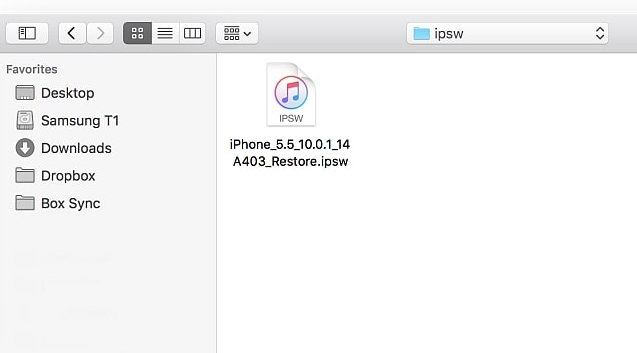 select the ipsw file to restore iphone