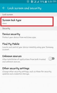 setup android pattern lock screen-tap on the “Screen lock type” feature