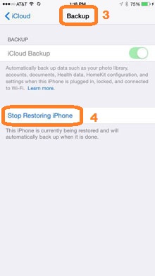 stop restoring iphone