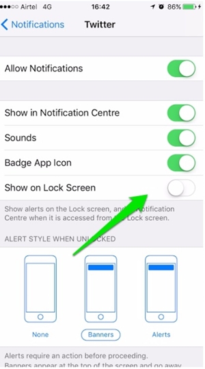 iphone lock screen with notifications-turn off show on lock screen