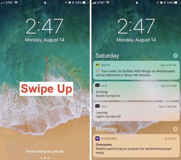 iphone lock screen with notifications-access iphone notification on ios 11