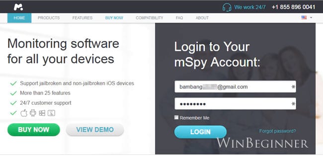 Spy on iPhone without Jailbreak-create an account with mSpy