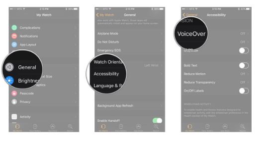 turn off apple watch voice over from iphone