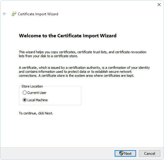 import new certificate
