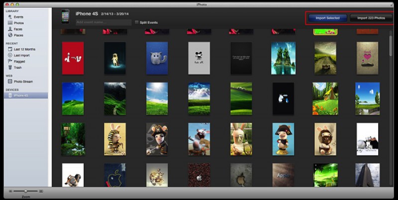 transfer iphone files with iphotos on mac