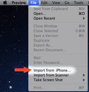 import photos from iphone to mac using preview