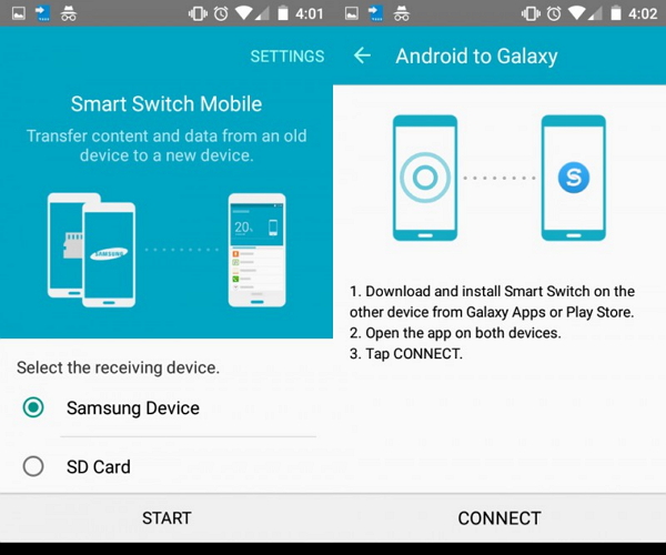 transfer from old samsung to S20 using smart switch