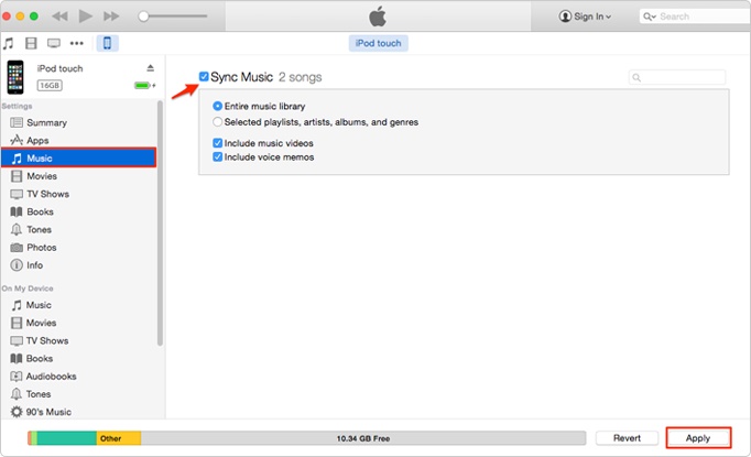 sync music with itunes on mac