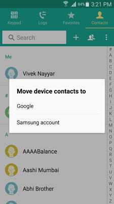 backup S9/S20 contacts to gmail