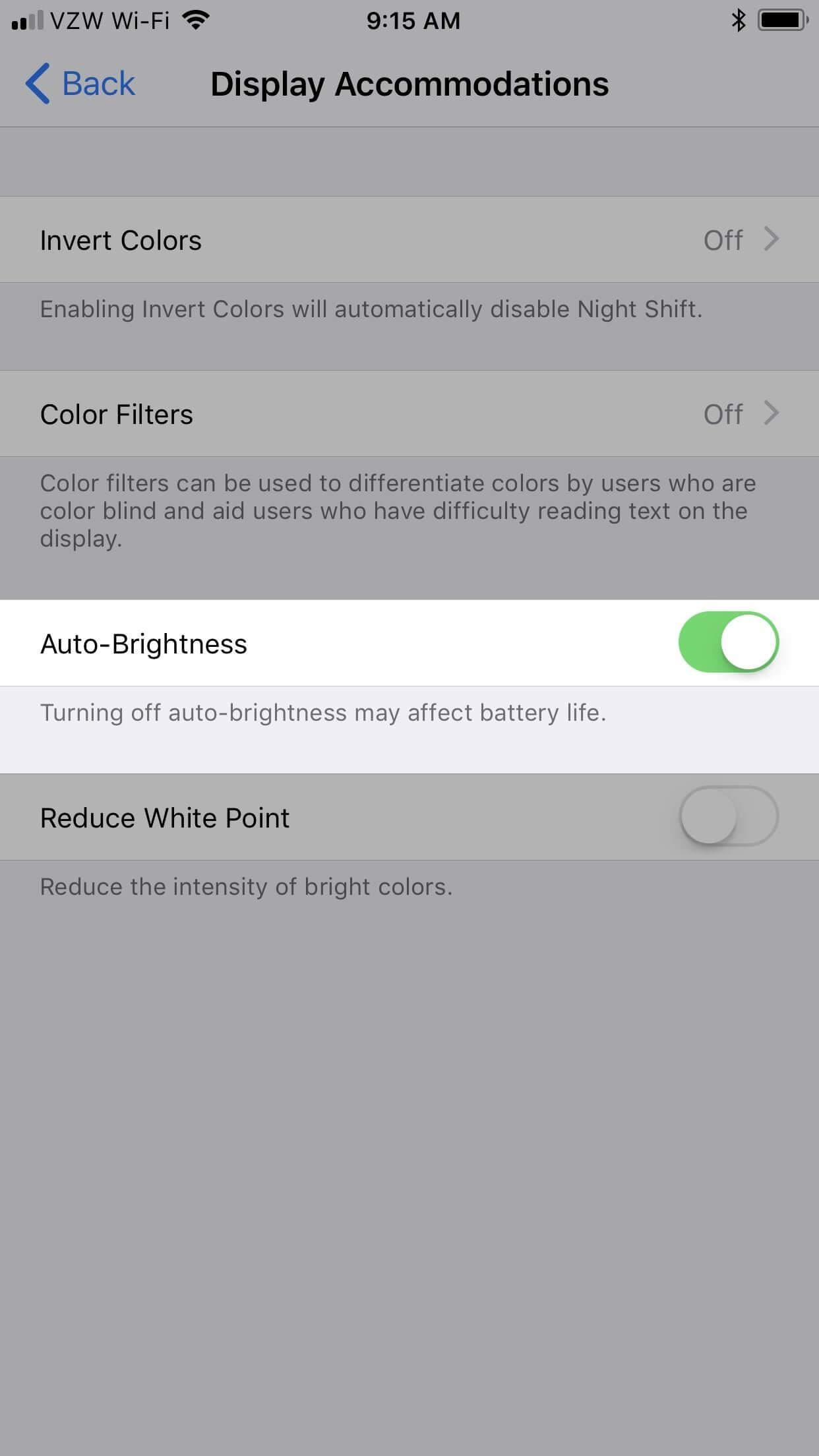 step 3 to turn off auto-brightness in iPhone