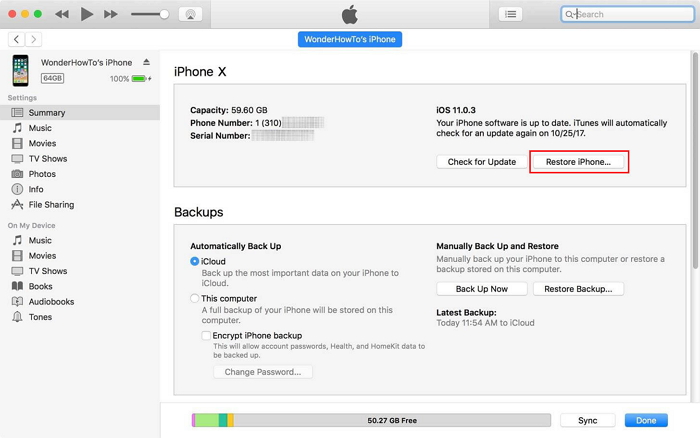 restore iphone with itunes