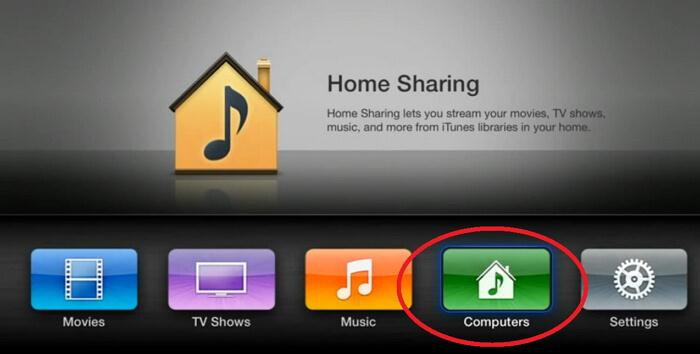 home sharing tv-On Apple TV choose Computers