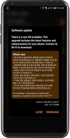 download and update LG to android oreo