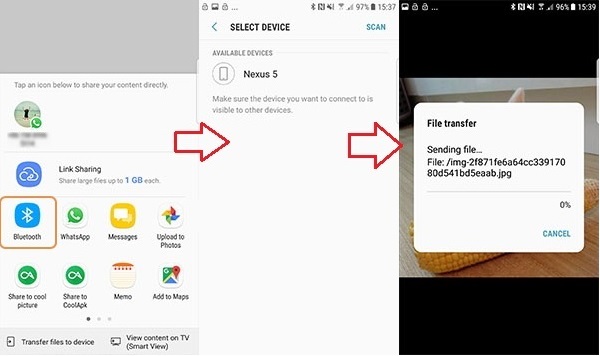 how to transfer photos from android to iphone-via bluetooth