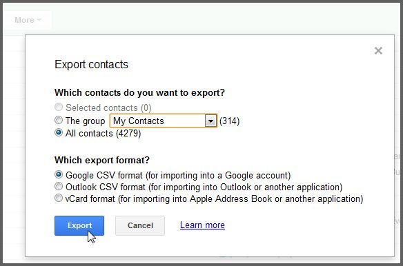transfer contacts from samsung to pc-Click the ‘Export’ button