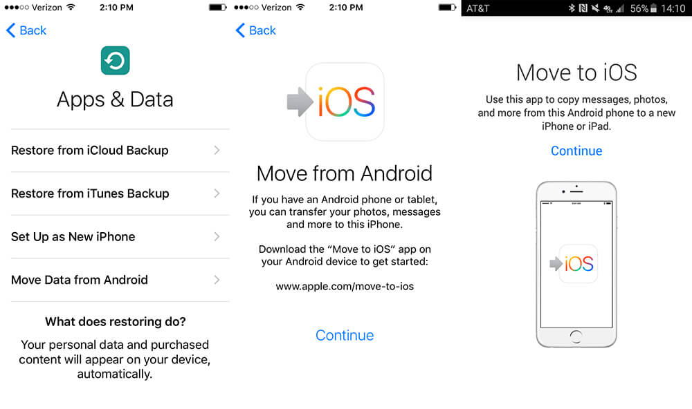 transfer data from samsung to iPhone XS/11 using move to ios