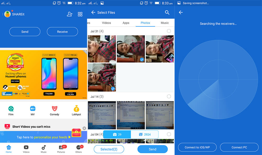 use shareit to transfer android photos to iPhone XS (Max)